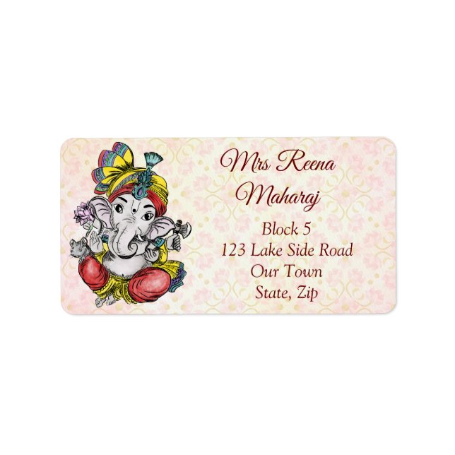 Ganesha Indianlotus Adressaufkleber (Vorne)