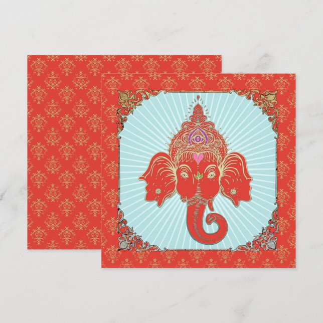 GANESHA Indischer Gott - Einladungskarte (Vorne/Hinten)