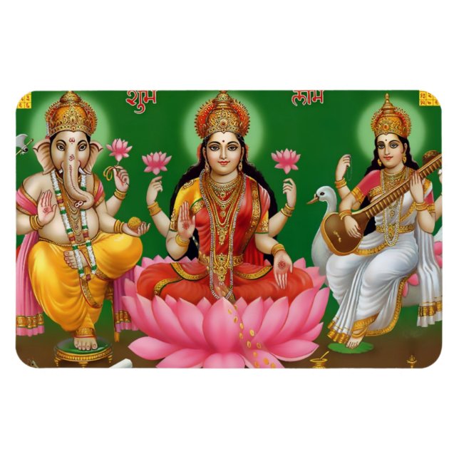Ganesha, Lakshmi & Saraswati Magnet (Horizontal)