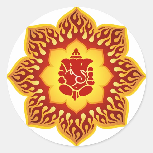 Ganesha Lotus Design Runder Aufkleber (Vorderseite)