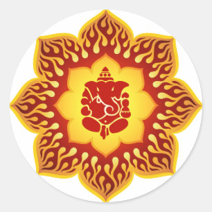 Ganesha Lotus Entwurf Runder Aufkleber