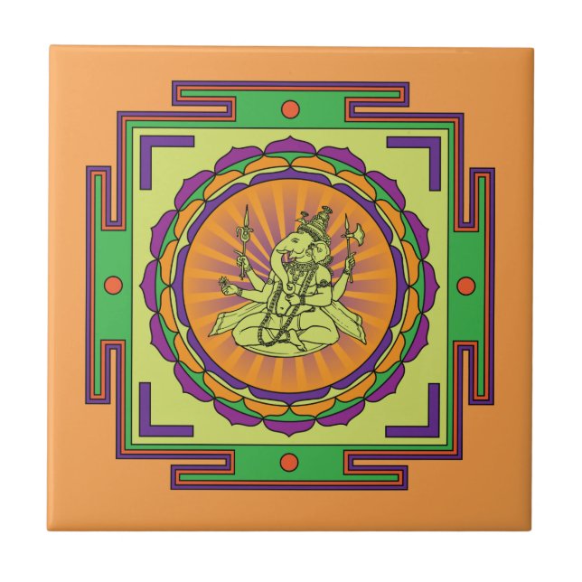 Ganesha Mandala Fliese (Vorderseite)