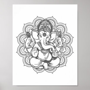 Ganesha Mandala Hindu Gott Hinduismus Yoga Geschen Poster