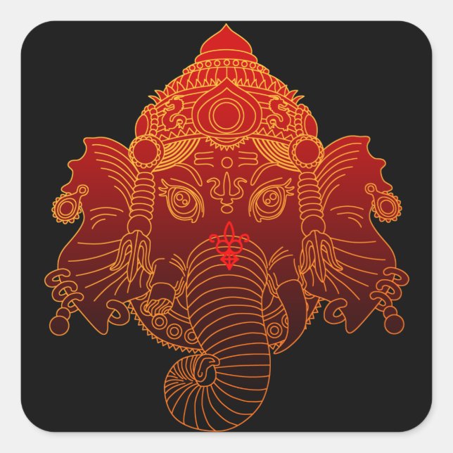 ganesha quadratischer aufkleber (Vorderseite)