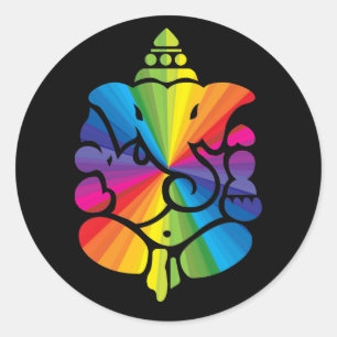 Ganesha Regenbogen-Zeichen Runder Aufkleber