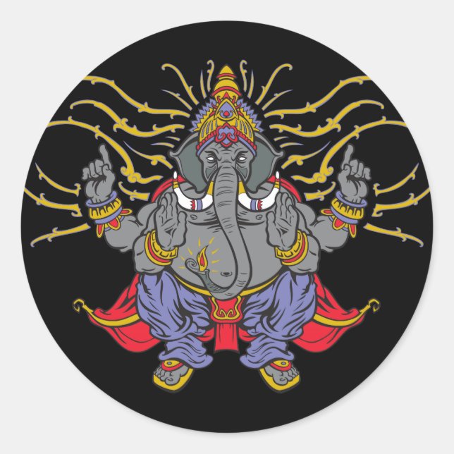 Ganesha Runder Aufkleber (Vorderseite)