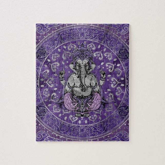 Ganesha - Silber und Purpur (Vertikal)