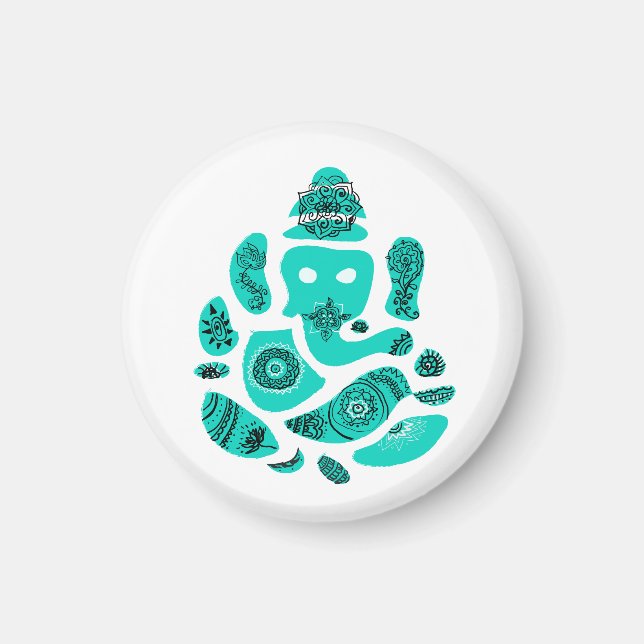 Ganesha Small, 3,2 cm Round Magnet (Vorne)