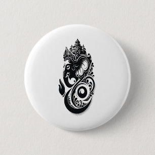 Ganesha, Spiritueller Hindu Ganesh Indischer Yoga  Button