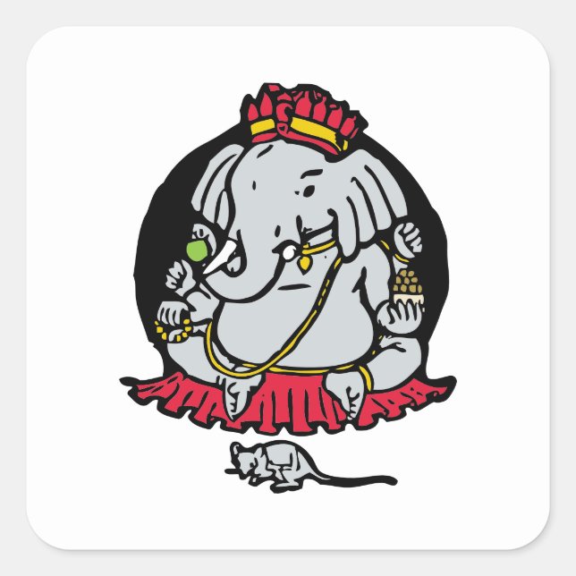 Ganesha Square Sticker (Vorderseite)