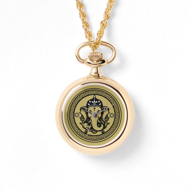 Ganesha Themed Hindu Art Print Armbanduhr (Vorderseite)