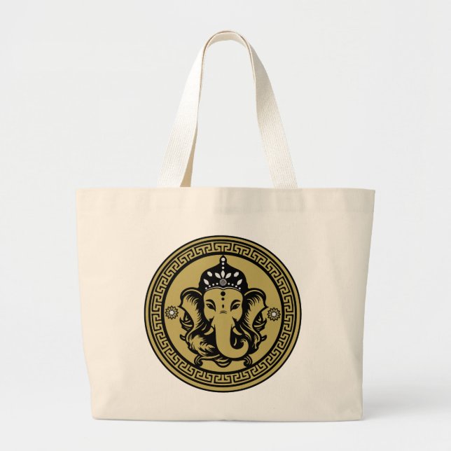 Ganesha Themed Hindu Art Print Jumbo Stoffbeutel (Vorne)