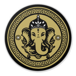 Ganesha Themed Hindu Art Print Keramikknauf