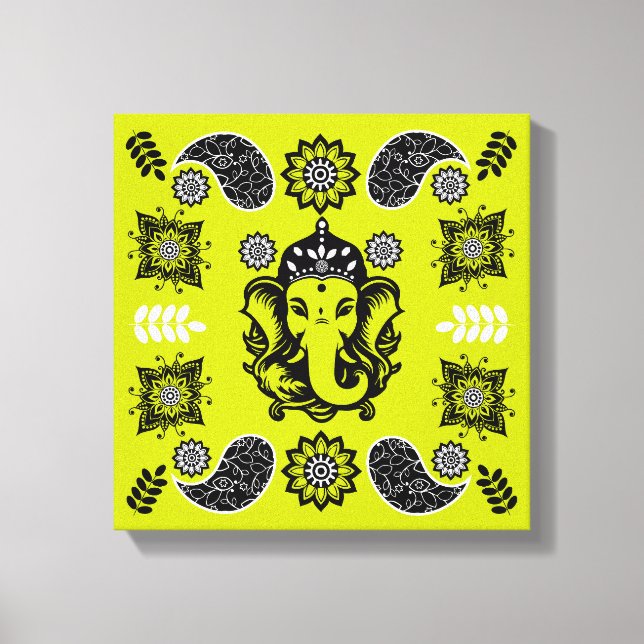 Ganesha Themed Hindu Art Print Leinwanddruck (Vorderseite)