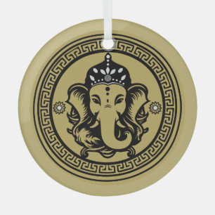 Ganesha-Themen-Hindu-Kunstprint Ornament Aus Glas