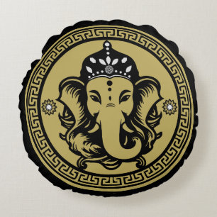 Ganesha-Themen-Hindu-Kunstprint Rundes Kissen