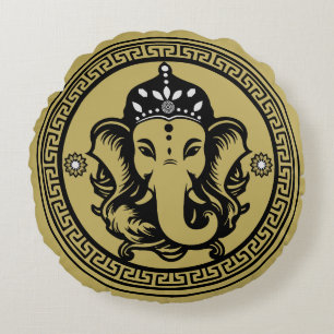 Ganesha-Themen-Hindu-Kunstprint Rundes Kissen