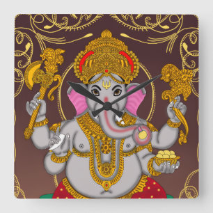 Ganesha-Uhr Quadratische Wanduhr