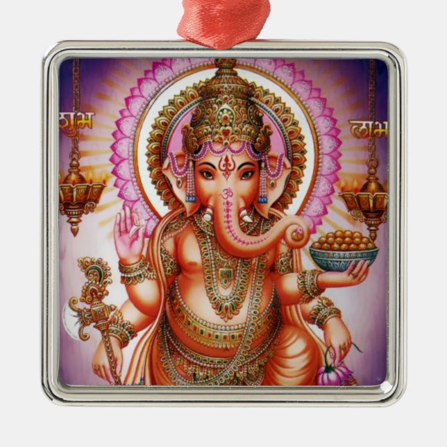 Ganesha Verzierung #7 Silbernes Ornament (Vorne)