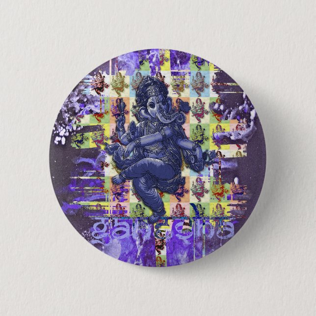 GANESHA | violetter Spritzer Button (Vorderseite)