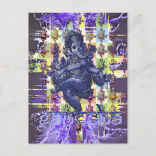 GANESHA   violetter Spritzer Postkarte