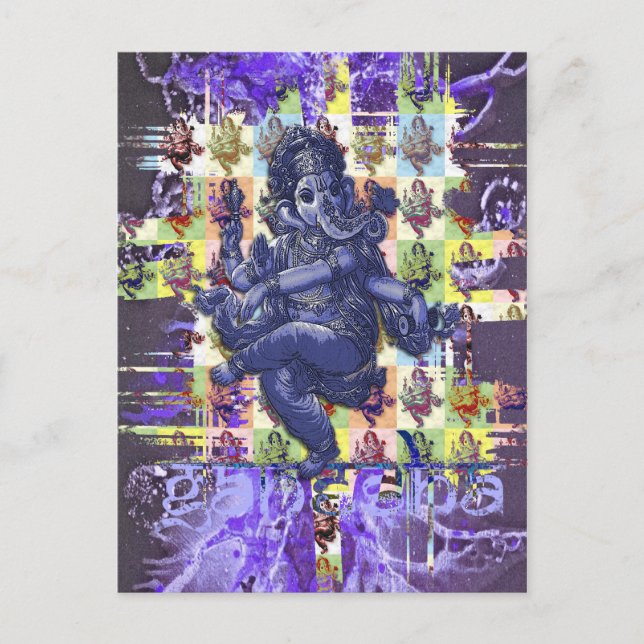 GANESHA | violetter Spritzer Postkarte (Vorderseite)