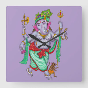 Ganesha-Wanduhr Quadratische Wanduhr