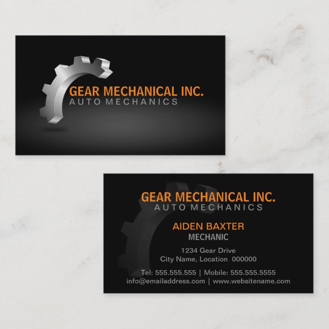 Gang 3D mechanisches Logo-Ähnliches Visitenkarte (Vorne/Hinten)