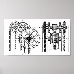 Gang-Diagramm Schwarzweiss Poster