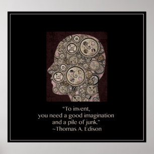 Gang-Kopf mit Thomas Alva Edison Zitat Poster