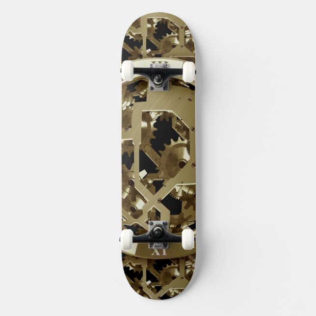 Gang-Uhr-GoldSchmutz-Rost-Schicksals-Entwurf Skateboard (Vorderseite)