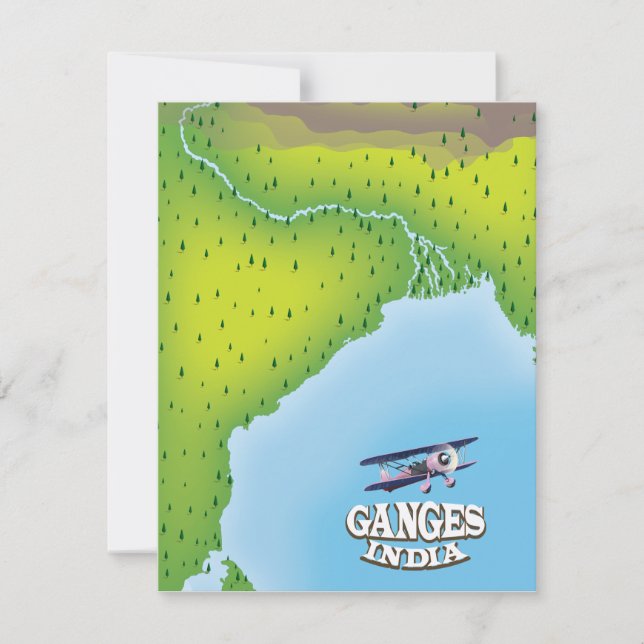 Ganges India kartografisches Reiseplakat (Vorderseite)