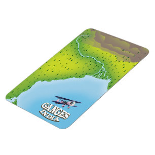 Ganges India kartografisches Reiseplakat Magnet