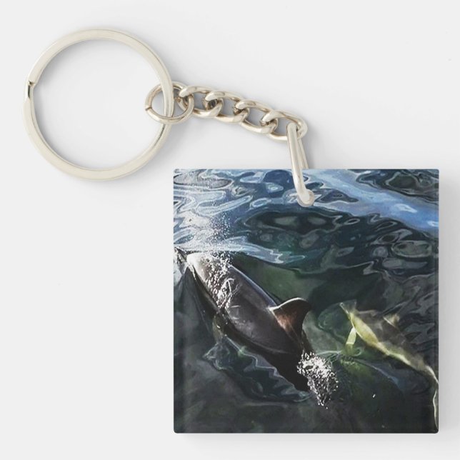 Gängige Dolphin Mum und Baby Schlüsselanhänger (Vorderseite)