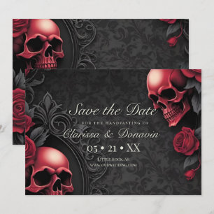 Gängige Rot- und Schwarzschädelung und Rose-Damast Save The Date