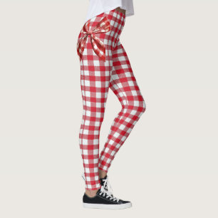 Gangnam Style Plaid Leggings avec Cute Bow Détails