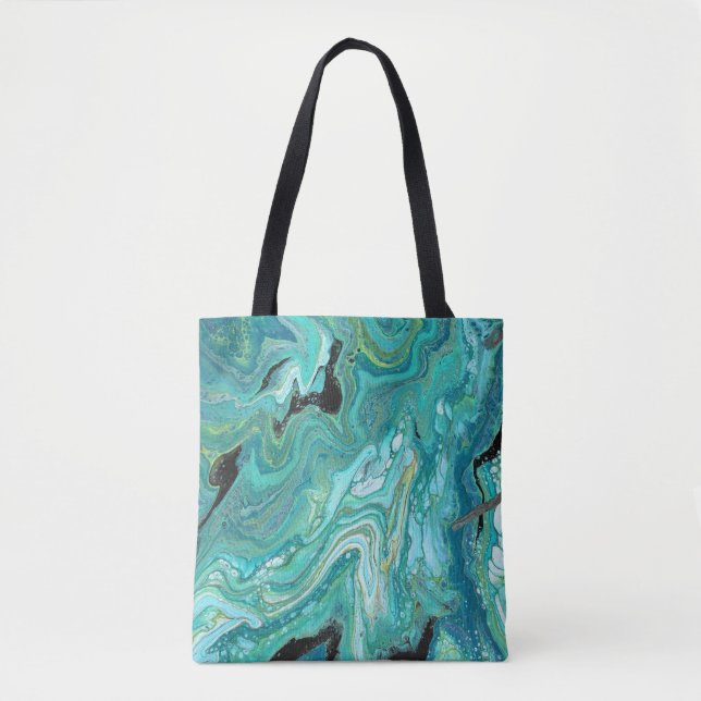 Gangs Back 1 Entweiche Blue Green Abstrakt Tote Ba Tasche (Vorderseite)