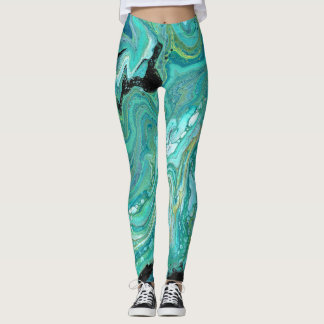 Gangs Back 1 Flüssig grüne Abstrakte Leggings