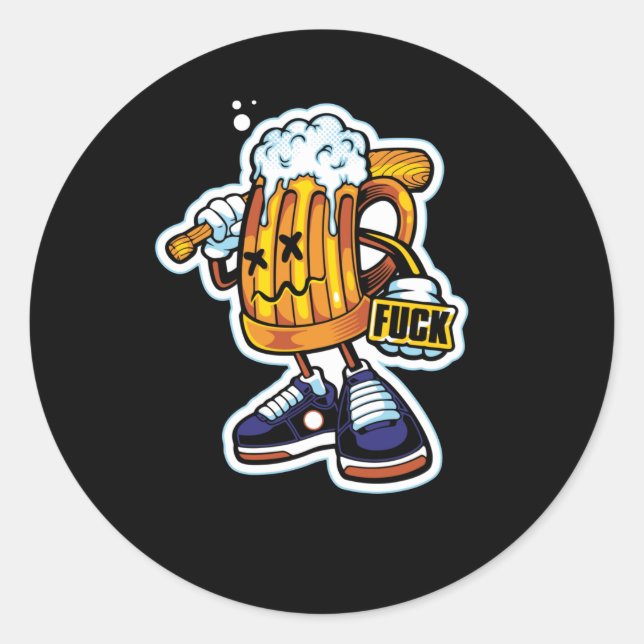 Gangsta Beer Runder Aufkleber (Vorderseite)