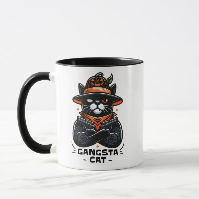 GANGSTA CAT HALLOWEEN TASSE (Links)