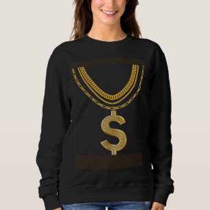 Gangsta-Gold-Dollar-Kette Hiphop Rap Sweatshirt