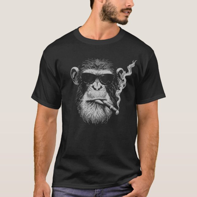 gangsta monkey with black glasses and cigar T-Shirt (Vorderseite)