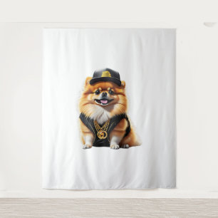 Gangsta Pomeranian - Hip Hop Hunde Swag Wandteppich