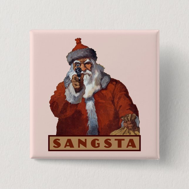 Gangsta Santa Schaltfläche Button (Vorderseite)