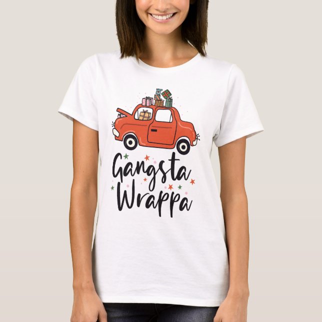 Gangsta Wrappa Funny Christmas T-Shirt (Vorderseite)
