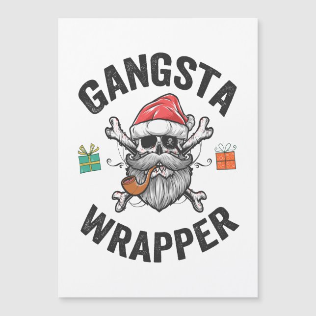 Gangsta Wrapper Funny Weihnachten Weihnachtsgesche Magneteinladung (Vorderseite)