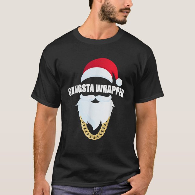 Gangsta Wrapper Funny Weihnachts T Shirt (Vorderseite)