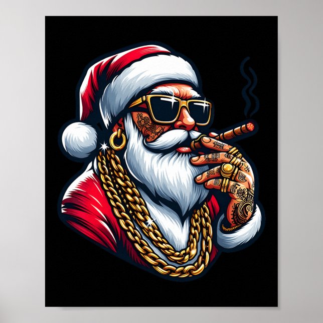 Gangsta-Wrapper Lustig Cooler Santa Gangster Pyjam Poster (Vorne)