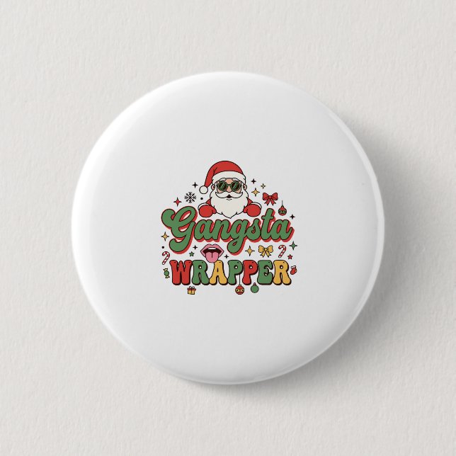 Gangsta-Wrapper-Santa-Weihnachten Button (Vorderseite)