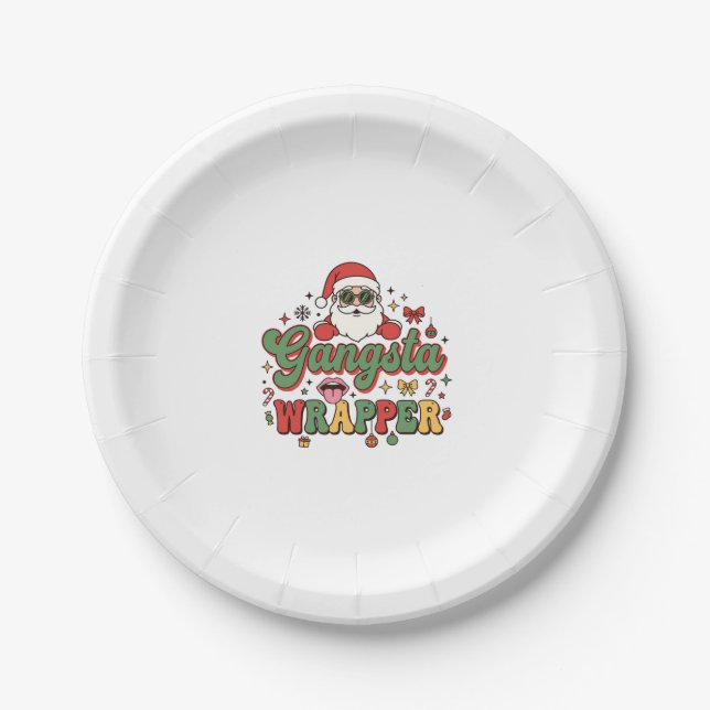 Gangsta-Wrapper-Santa-Weihnachten Pappteller (Vorderseite)